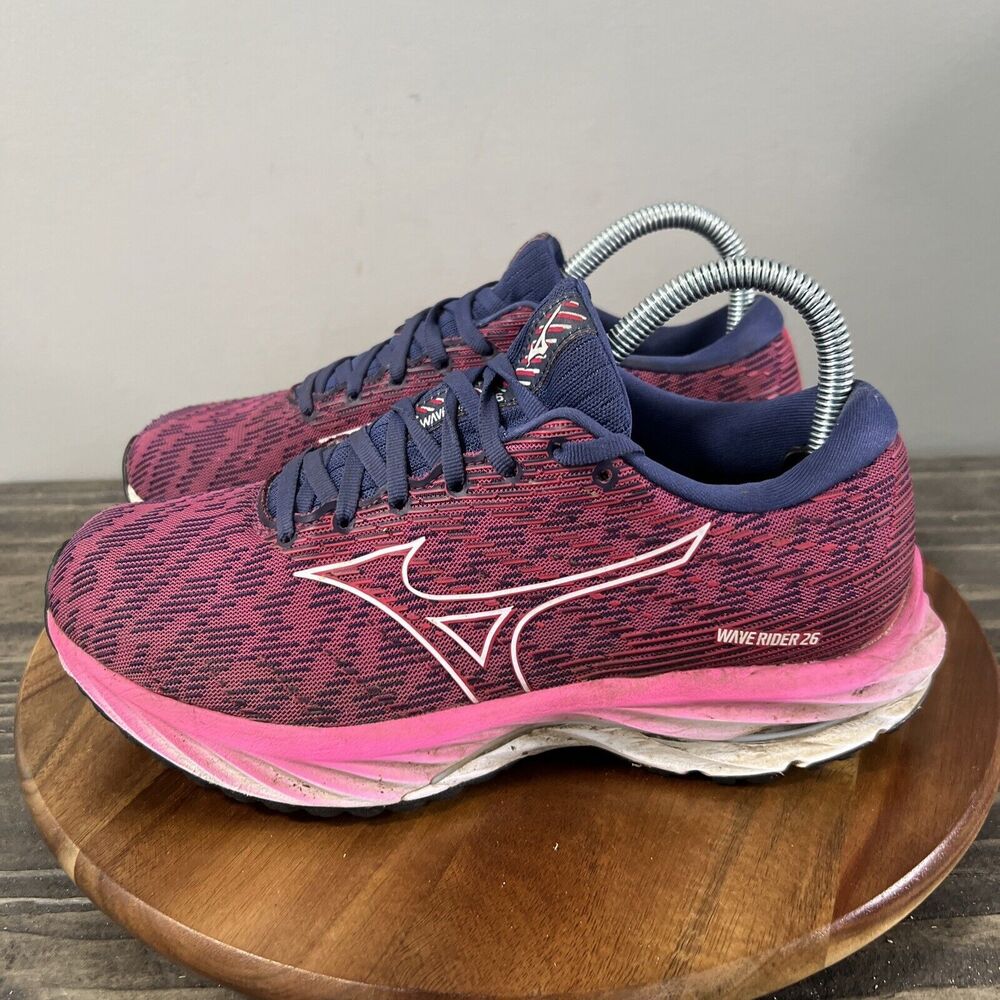 Mizuno Wave Rider 26 Women’s Size 8 Running Shoes Sneakers Pink Purple